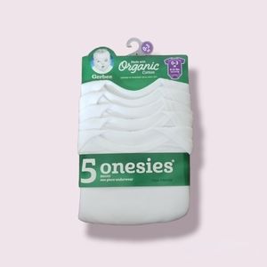 Gerber Organic 0-3 Month White Onesies